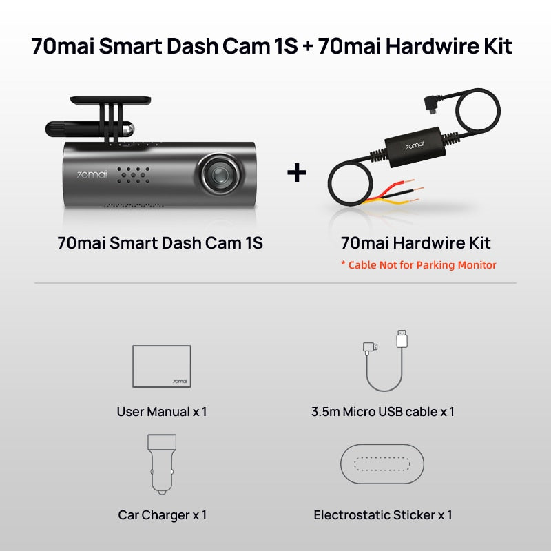 Original Xiaomi 70 MAI Smart Dash Cam 1S WiFi DVR WiFi English Version
