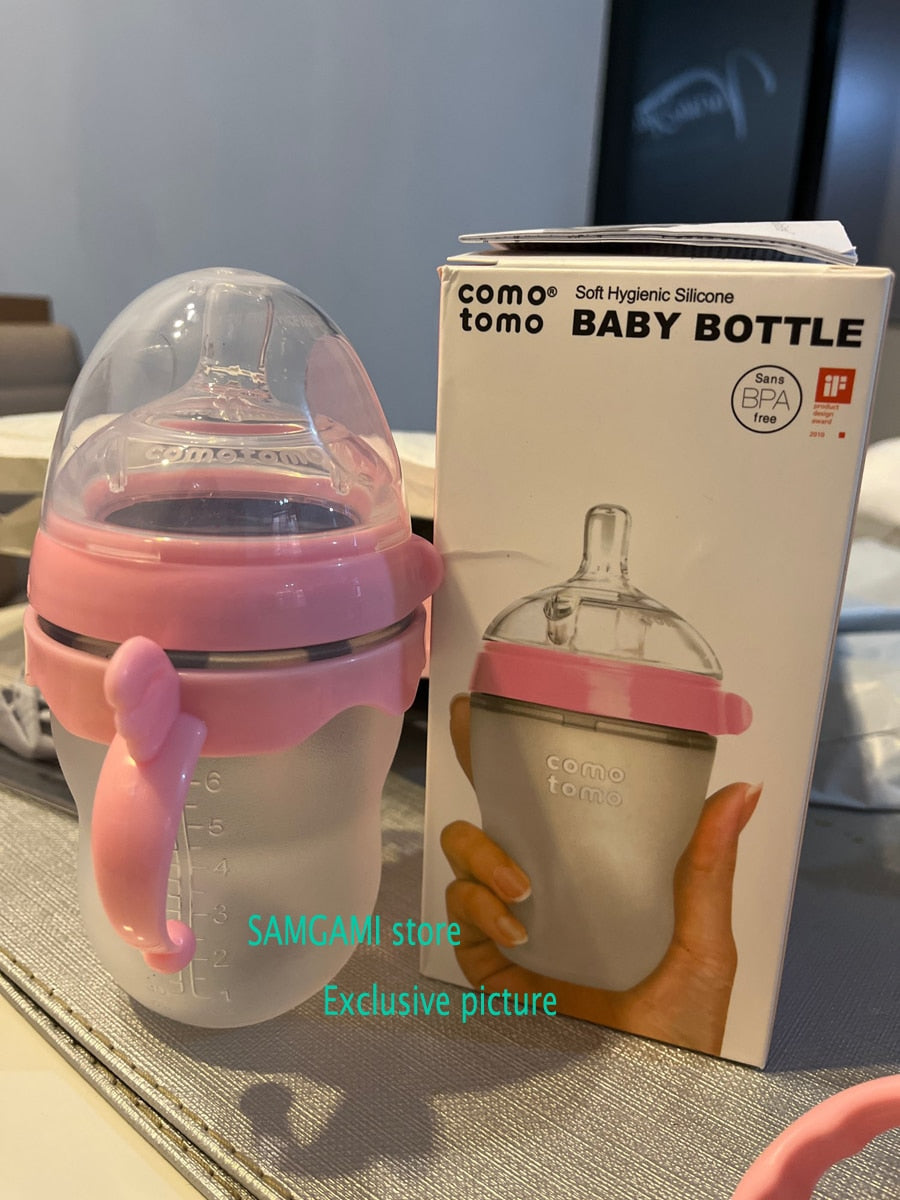 Silicone Baby Bottle Green/Pink 5 oz and 8 oz Baby Bottles 2 Pack BPA free Feeding bottle children kids