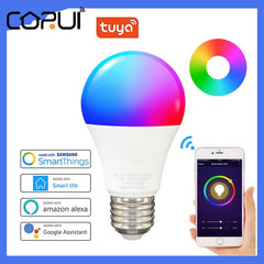 CORUI Tuya Smart Wifi Bulb Dimming Light Bulb E27 RGBCW Voice &amp; Smart Life &amp; SmartThings Control Support Alexa Google Home Alice