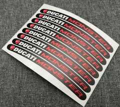 8 X Ducati Monster Motorcycle Wheel Decals Rim Stickers New M4s Set Laminated for Ducati Monster 600 620ie 696 796 797 821 937