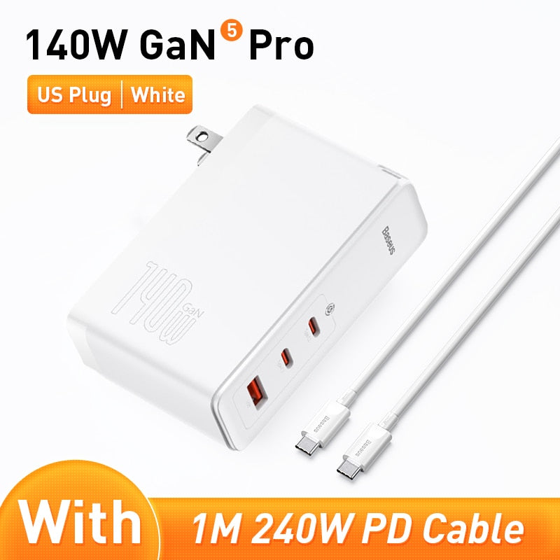 Baseus 140W GaN 5 Pro USB Type C Charger PD 3.1 QC Quick Charge 4.0 USBC Fast Charging Charger For MacBook Pro iPhone 14 Xiaomi