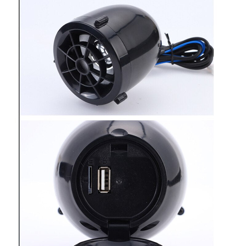 Waterproof ATV/UTV/RZR Motorcycle Bluetooth Speaker Heavy Duty Bass Boat Audio System with MP3 USB With Alarm Function