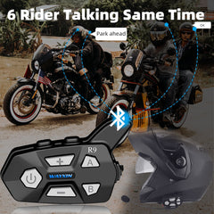 WAYXIN R9 Motorcycle Intercom Helmet Headsets 6 Rider, BT5.0 Communication Interphone, Intercomunicador Moto,Waterproof FM Radio