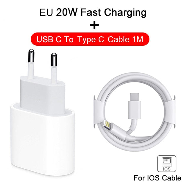 PD 20W Original For iPhone 13 12 11 14 Pro Max USB C Fast Charger For iPhone 14 Plus XR X XS MAX iPad Air Fast Charging Cable