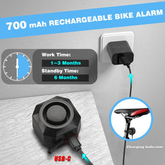 Camaroca Wireless Waterproof Bike Vibration Alarm USB Charging Remote Control Motorcycle Electric Bicycle Security Burglar Alarm