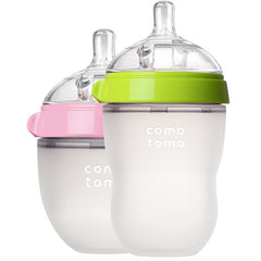 Silicone Baby Bottle Green/Pink 5 oz and 8 oz Baby Bottles 2 Pack BPA free Feeding bottle children kids