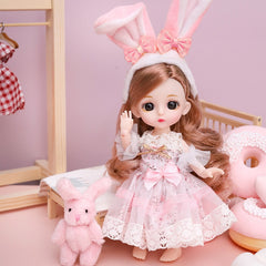 New 13 Movable Jointed Princess Dolls Toys Mini 16cm 1/12 BJD Doll Girls Toys 3D Eyes Makeup Dolls with Clothes