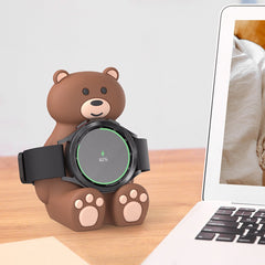 Silicone Bear Wireless Charger Stand Galaxy Watch4/4Classic Cartoon Animal Bear Child Station Dock Bracket Holder Accessories