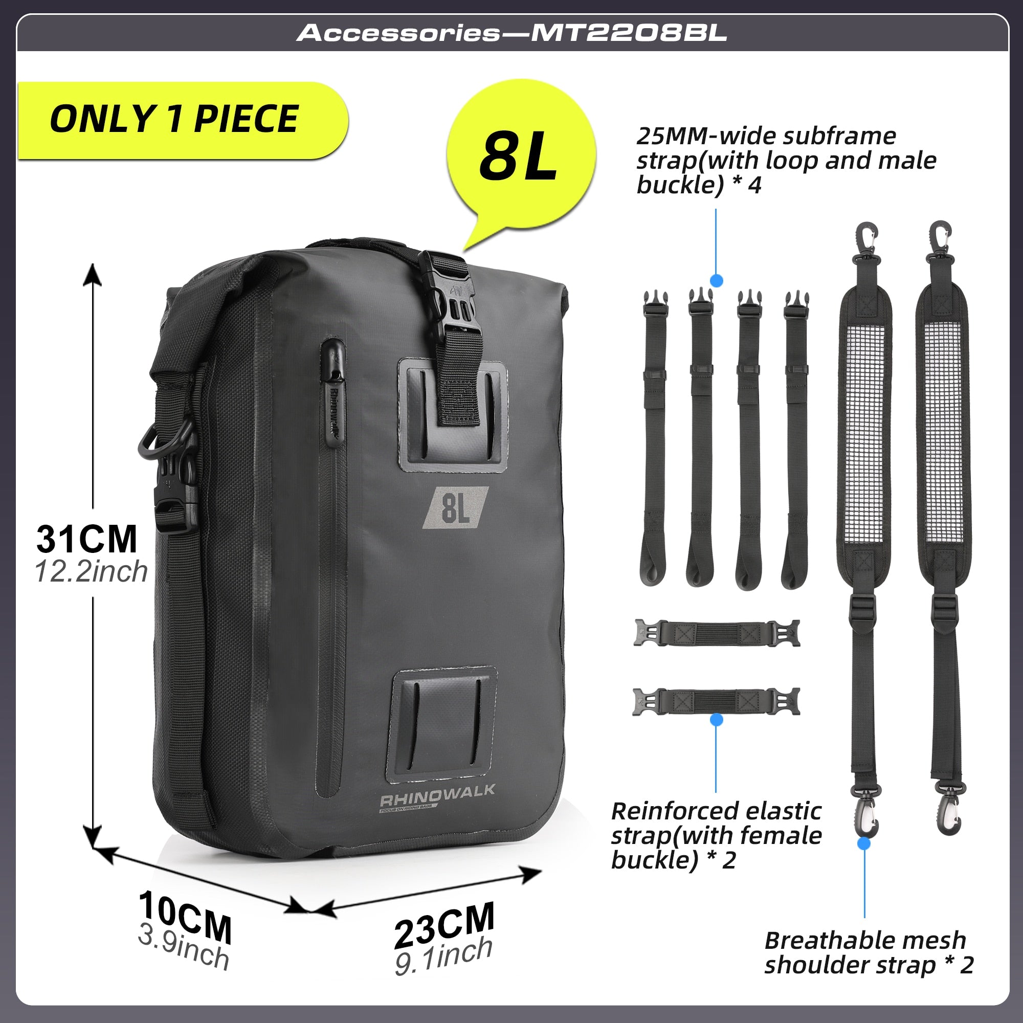 Rhinowalk Motorcycle Tail Bag 100% Waterproof Large Capacity Motor Side Back Seat Pack Multi-function Travel Luggage Case