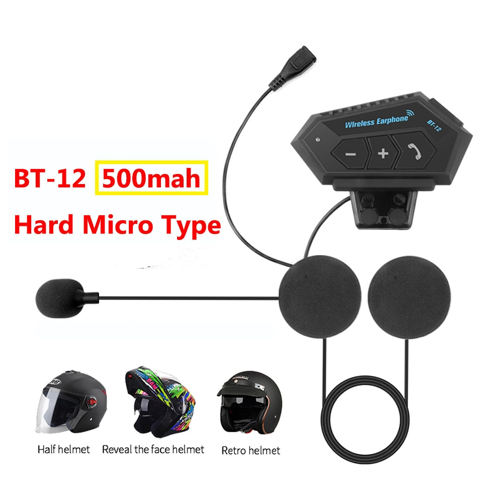 Motorcycle Helmet Headset Bluetooth 5.0+CSR Earphones 2000mah Battery Anti-interference Handsfree For Full/Half Face Helmet