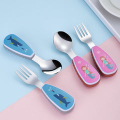 Cartoon Tableware Set Food Training Spoon Dessert Spoon for Children Feeding Spoon Fork Baby Gadgets Children's Cutlery for Kids