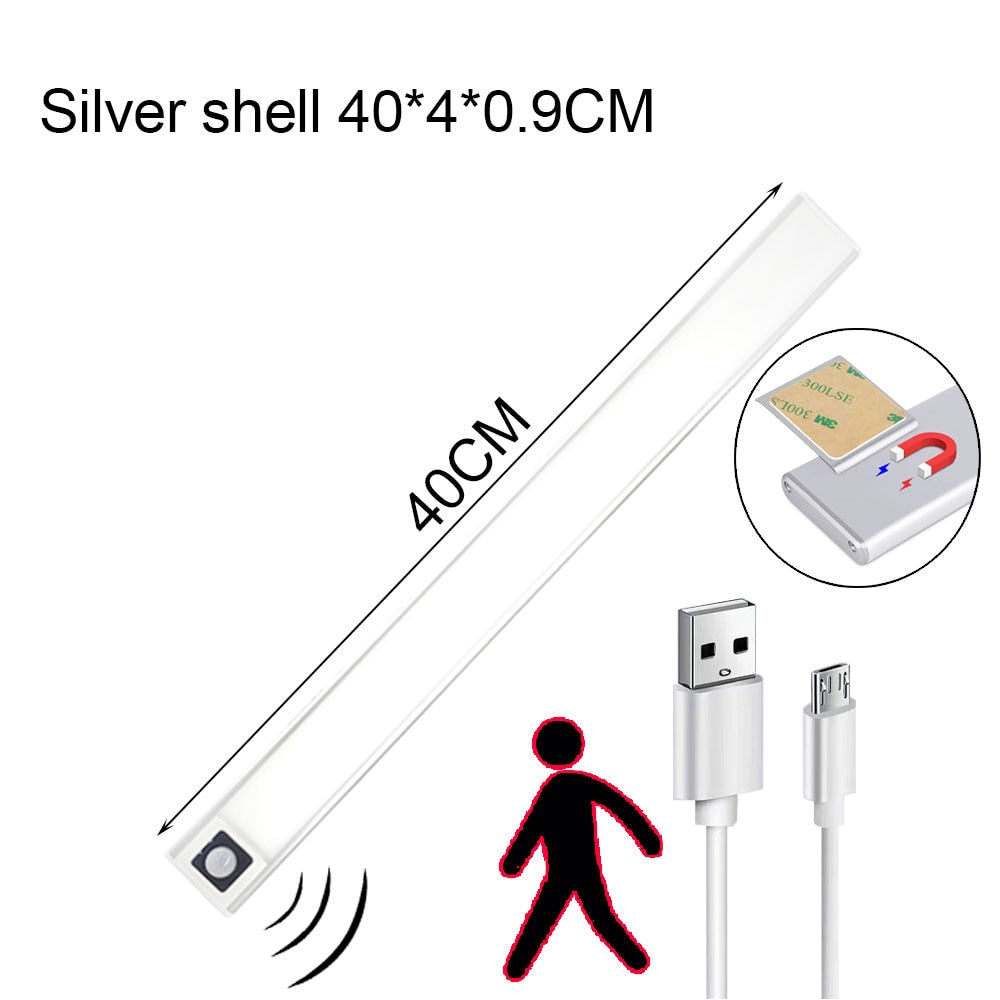 LED Night Light Kitchen Light 20/40/60CM Motion Sensor Under Cabinet Light Wardrobe Lamp for Kitchen Cabinet Bedroom Wardrobe