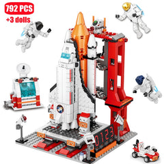 City Aerospace Rocket Launch Center Architecture Building Blocks Model Ideas Space Astronaut Figures Bricks Toys For Kids Gifts