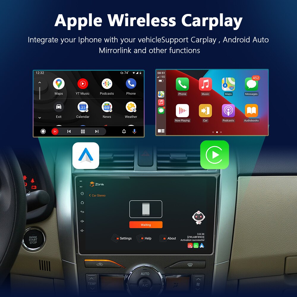 Podofo Multimedia For Toyota Corolla 2006-2012 Android Auto Radio Car Intelligent System Audio 2Din Head Unit Stereo Receiver