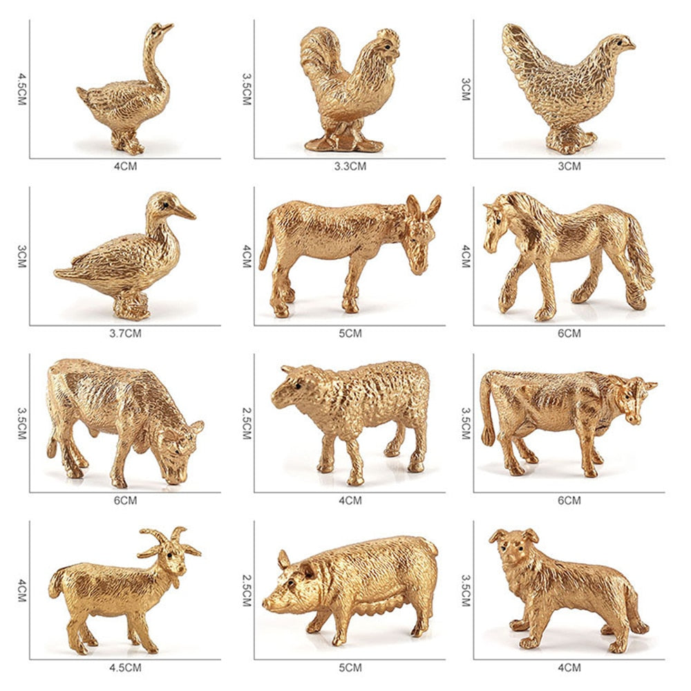 12pcs Realistic Animal Figurines Simulated Poultry Action Figure Farm Dog Duck Cock Models Education Toys for Children Kids Gift